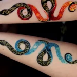 Snake Tattoo _ Healed Blue & Fresh Red